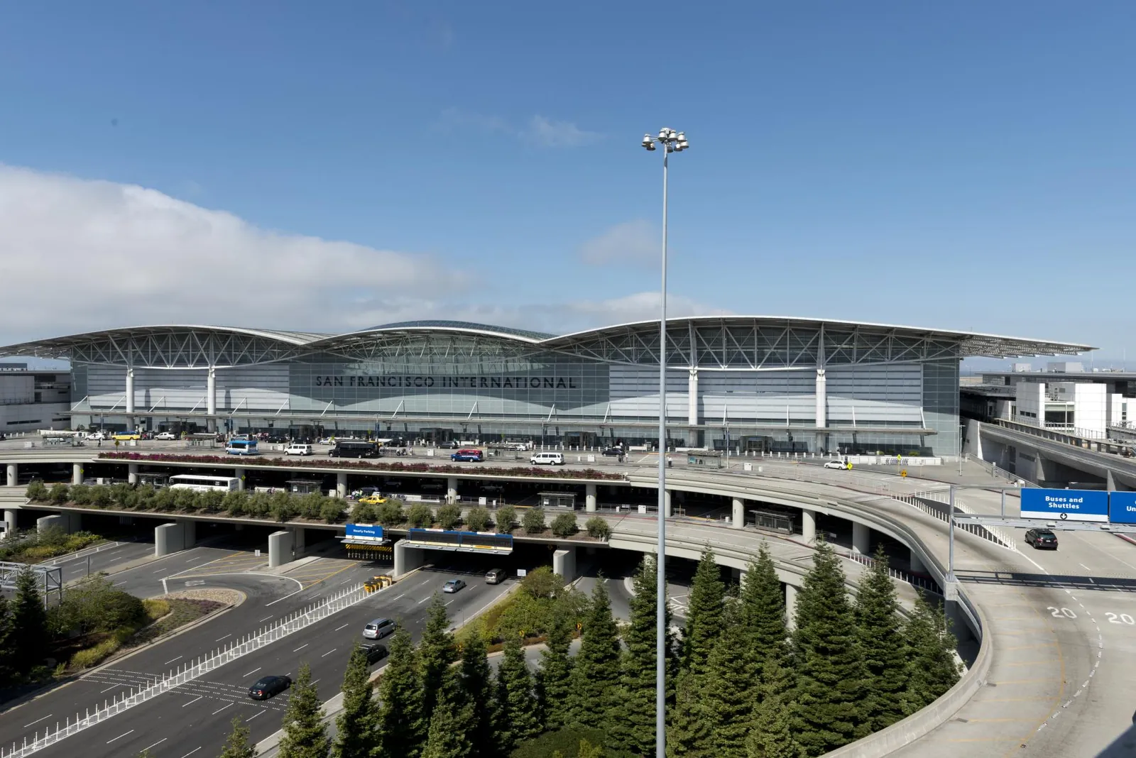 San Francisco International Airport terminal and elevated roadways