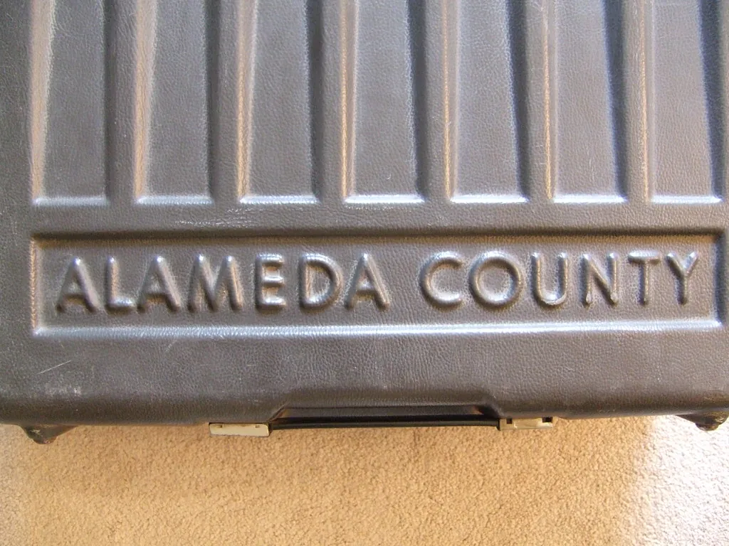 Close-up of a metal county ballot box