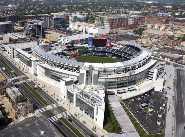 Aerial view of Nationals Park baseball stadium in Washington, D.C.