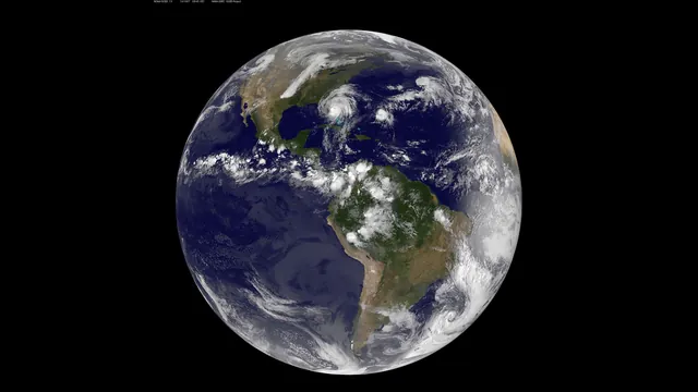 Satellite view of Hurricane Matthew over the Caribbean on a full-disk Earth image