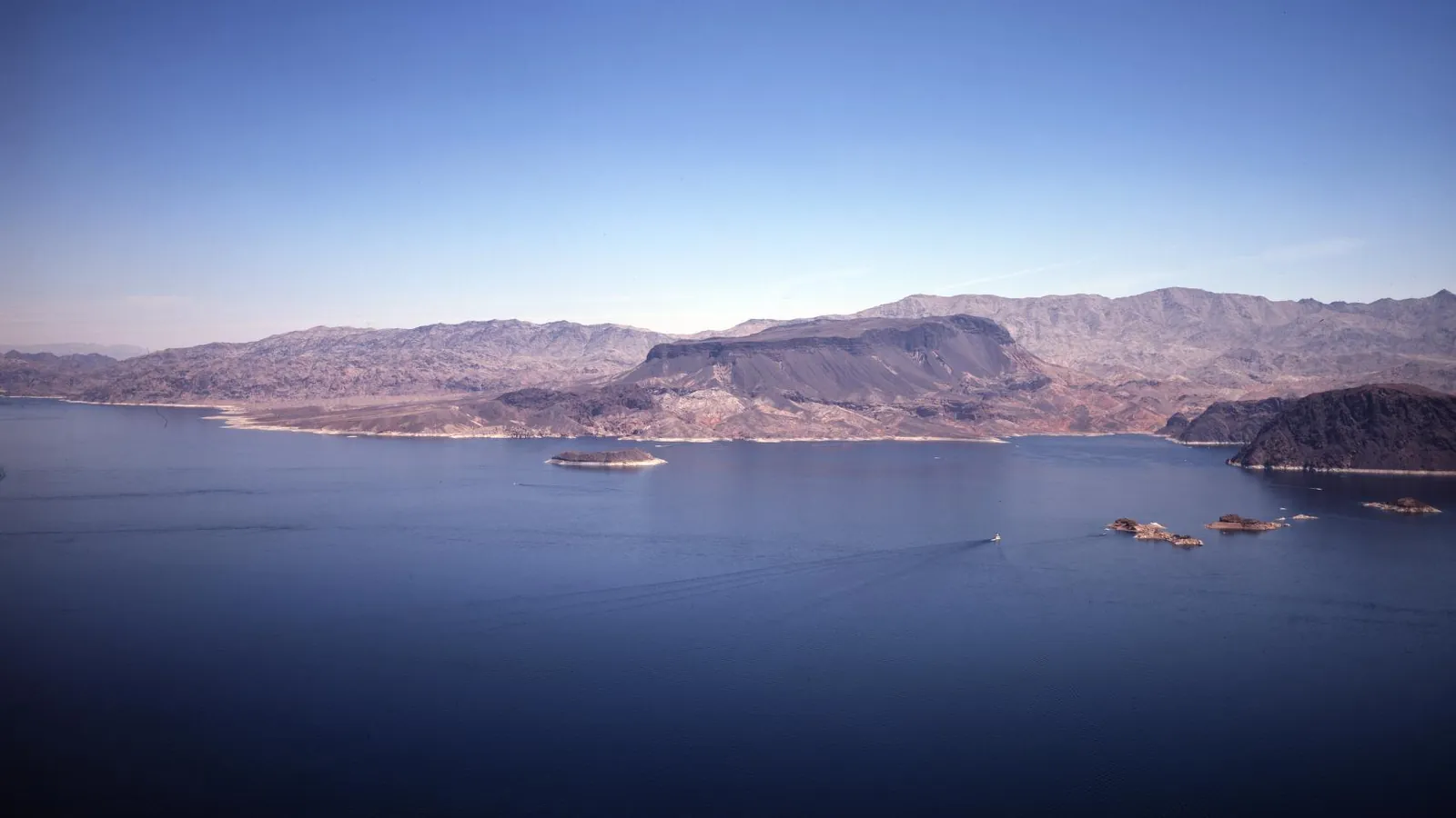 Lake Mead National Recreation Area, a blue reservoir surrounded by desert mountains
