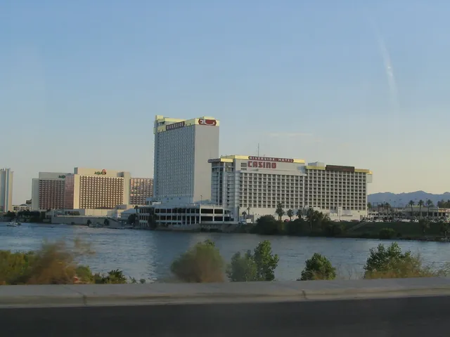 Laughlin, Nevada hotel towers seen across the Colorado River