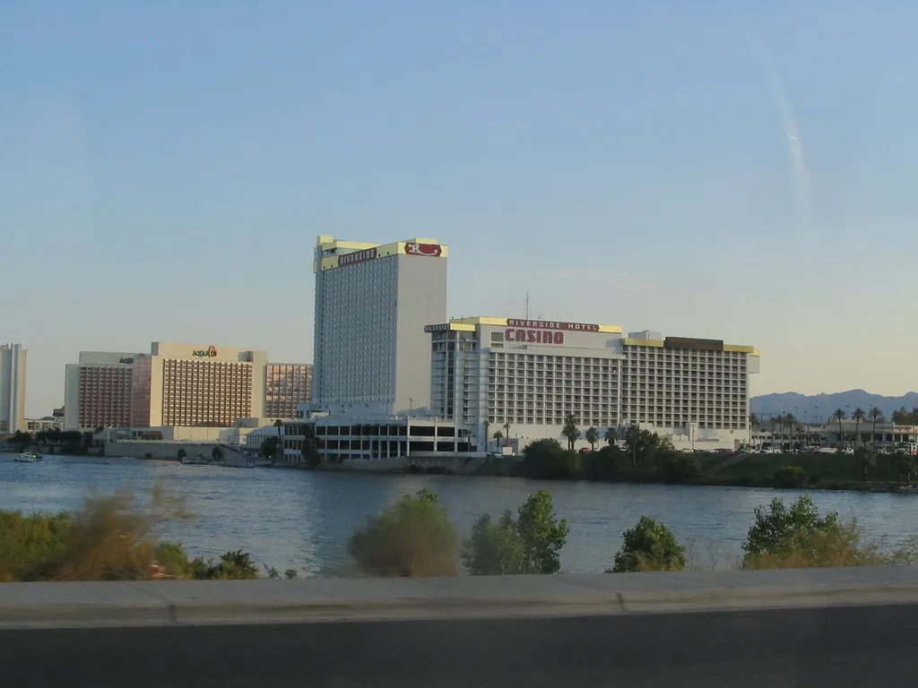 Laughlin, Nevada hotel towers seen across the Colorado River