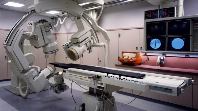 Hospital imaging equipment in an empty procedure room