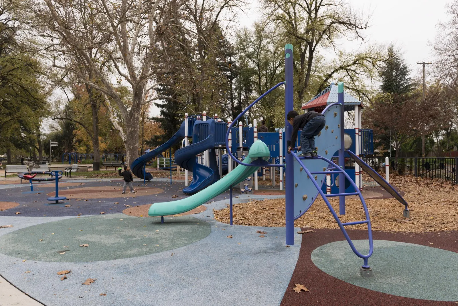 Children's playground with slides at Southside Park in Sacramento