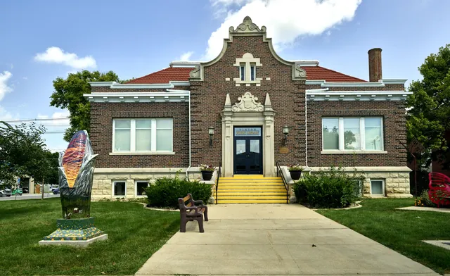 Historic brick public library in Vinton, Iowa