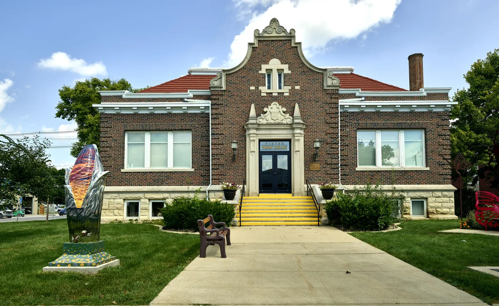 Historic brick public library in Vinton, Iowa