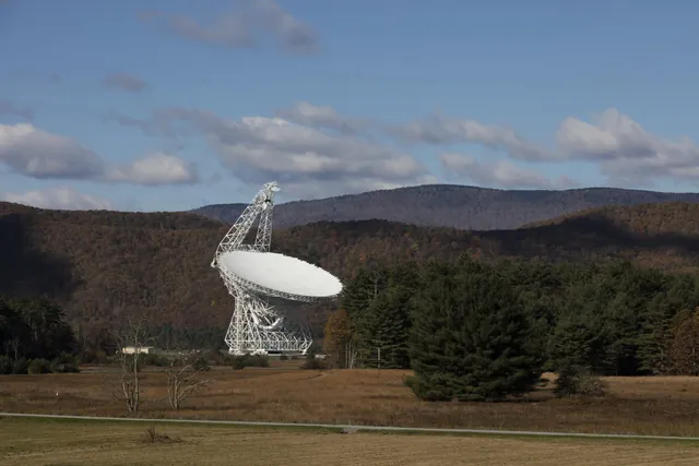 Green Bank radio telescope dish in a West Virginia valley