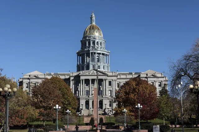 The Colorado State Capitol with its gold dome in Denver